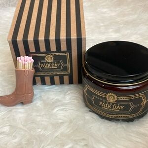 Jackson Vaughn Fair Day 16oz candle & cowgirl boot matches
